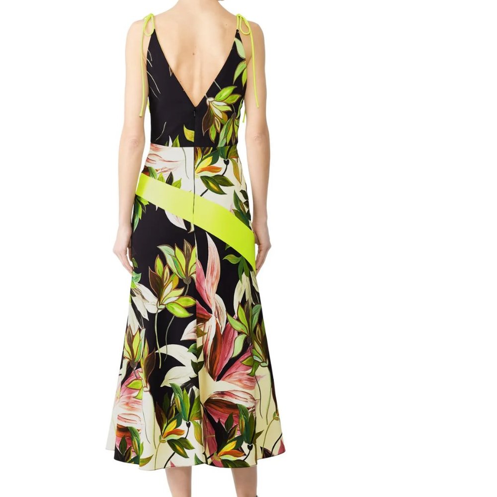 Christian Siriano Hawaiian Print Tie Strap Maxi Dress 6 - Picture 2 of 13